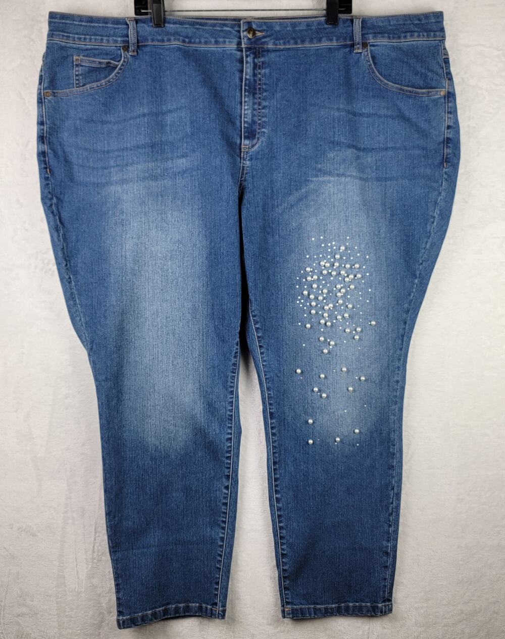Denim 24/7 Beaded Embellished Straight Women Size 32 Jeans